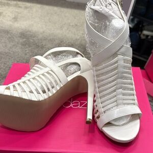 Brand new white high heel sandals